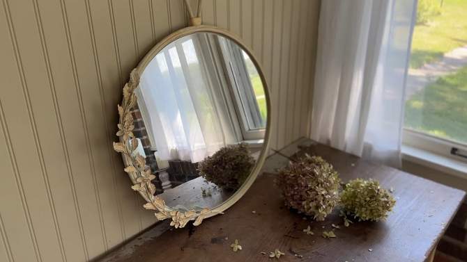 Round White Cottage Floral Wall Mirror Glass & Metal by Foreside Home & Garden, 2 of 8, play video
