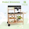 Infans Mud Kitchen with Wheels Outdoor Fir Wood Play Kitchen w/Blackboard,Planting Pots - 2 of 4