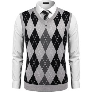 COOFANDY Men's Sleeveless V Neck Pullover Sweater Slim Fit Casual Argyle Sweater Vest - 1 of 4