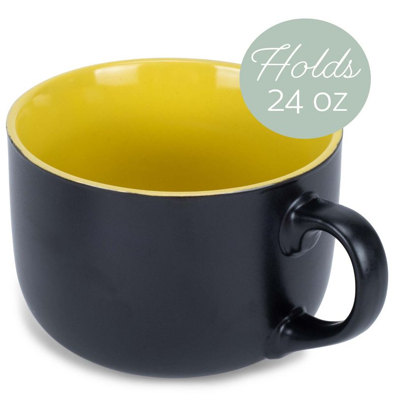 Elanze Designs Large Color Pop 24 ounce Ceramic Jumbo Soup Mugs Set of 4, Yellow, 2 of 6