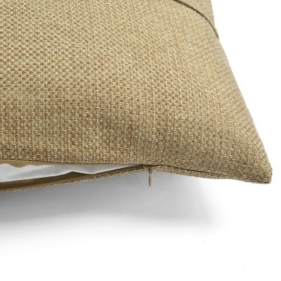 Taupe Linen Texture Button Lumbar Pillow Cover 13" x 20"