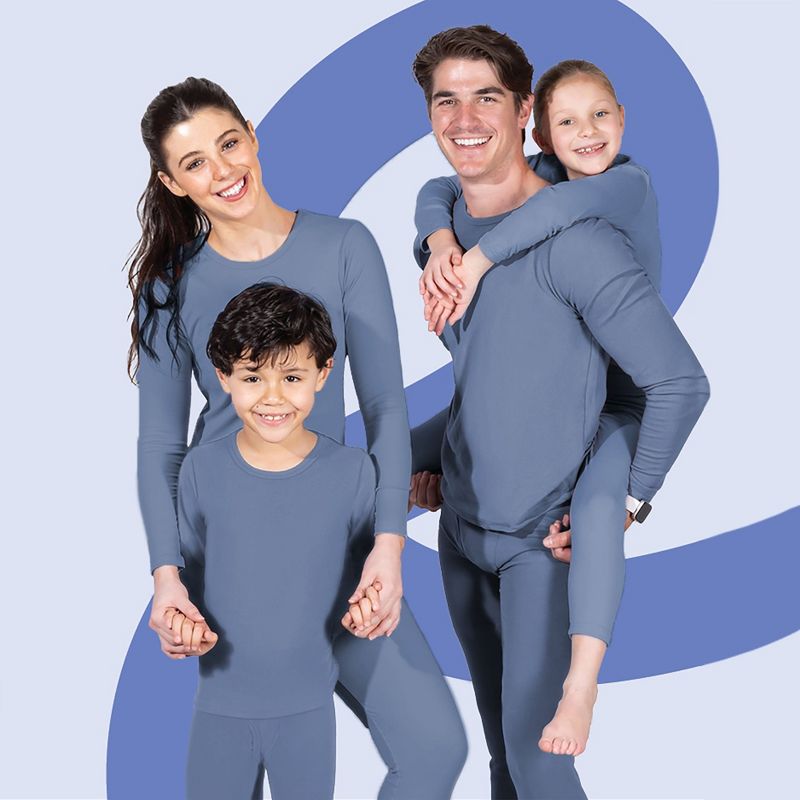 Matching Family Pajama Set – Long Sleeve Top & Pants, Soft & Cozy Sleepwear for Boys, Denim Blue, 12-18 Months