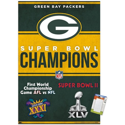 Trends International NFL Green Bay Packers - Champions 23 Unframed Wall  Poster Print White Mounts Bundle 22.375' x 34'