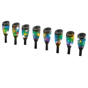 Collections Etc Solar Multicolor Light Stakes - Set of 8 - 1 of 2