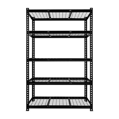 SEVOBAL Utility Storage Shelves Adjustable Heavy Duty Metal Shelving Unit for Garage Basement Workshop Kitchen, Black, 51.96"*27.75"*5.7"
