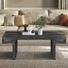 Vintage Wood Coffee Table,Living Room Rectangle Centre Table Tea Table,Double-Tier Open Storage Table for Office Apartment-Cuddlewood - 3 of 4