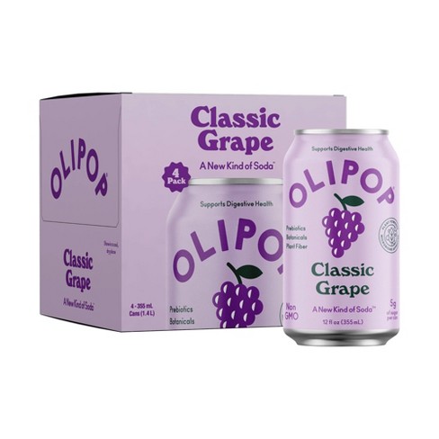 OLIPOP Classic Grape Prebiotic Soda - 4ct/12 fl oz Cans - image 1 of 4