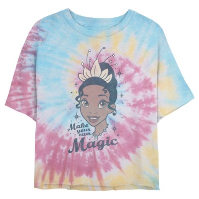 Juniors Womens The Princess and the Frog Tiana Make Magic Crop T-Shirt - Tie Dye - 2X Large