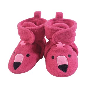 Hudson Baby Infant and Toddler Girl Cozy Fleece Booties, Pink Flamingo - 1 of 1