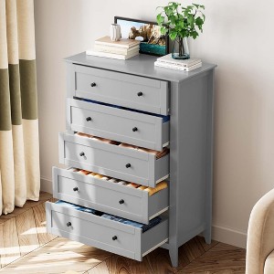Jojoka 5-Drawer Wood Dresser, Modern Chest of Drawers with Metal Handles, Stylish Storage for Bedroom, Living Room & Hallway - 1 of 4