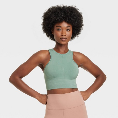 Women's Seamless Medium Support High-neck Longline Sports Bra - All In  Motion™ Green L : Target