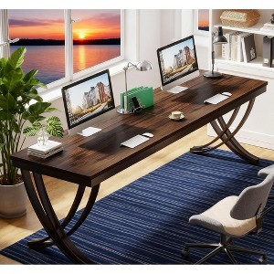 Gulches 78.74" Two Person Desk, Industrial Double Computer Desk with Metal Frame - 1 of 4