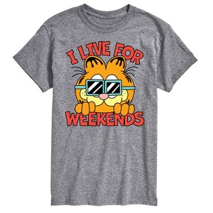 Men's - Garfield - I Live For Weekends Short Sleeve Graphic T-Shirt - 1 of 4