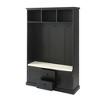 NicBex Hall Tree with Bench Entryway Hall Tree with 3 Hooks, 3 Open Shelves, 2 Drawer and 2 Storage Cabinets Anti-Dumping Hall Tree, Black - 3 of 4
