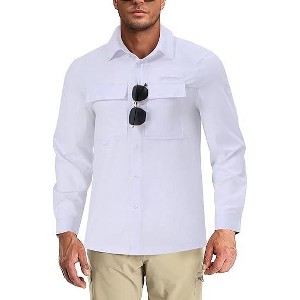 Men's Sun Protection Fishing Shirts Long Sleeve Travel Work Shirts for Men UPF50+ Button Down Shirts with Pockets - 1 of 4
