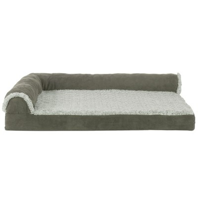 Medium Dark Sage Faux Fur & Suede Orthopedic Chaise Dog Bed