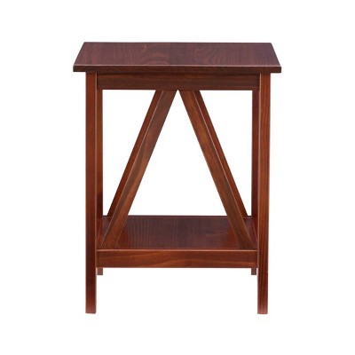 Ellotis Solid Pine Antique Tobacco Square End Table with Shelf