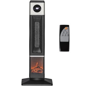 QingMoon 1500W Ceramic Tower Space Heater, Freestanding Electric Heater with Remote, Thermostat and Timer for Living Room, Bedroom and Office - 1 of 4