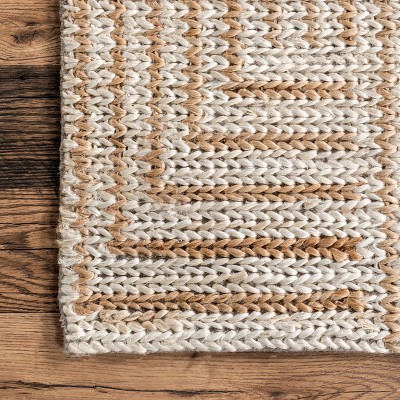 Ivory and Beige Braided Cotton Rectangular 8' x 10' Area Rug