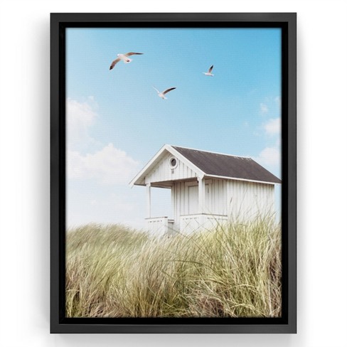 Americanflat - 12x16 Floating Canvas Black - Beach Hut by Gal Design