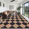 Washable Easy Jute Area Rugs for Living Room Bedroom Modern Geometric Checkered Indoor Outdoor Rug - 2 of 4