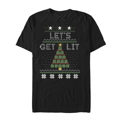 Men's Lost Gods Christmas Let's Get Lit Tree T-Shirt