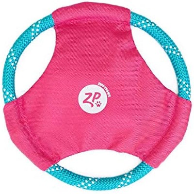 ZippyPaws Rope Gliderz - Durable Outdoor Dog Frisbee Toy, Soft Pet Flying Disc, Interactive Frisbee for Fetchinge - Magenta