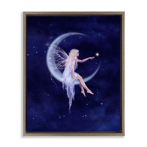 Stupell Industries Fairy & Crescent Moon Floating Frame Canvas Art - 1 of 4