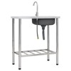 vidaXL Camping Sink Single Basin with Tap Stainless Steel - 4 of 4