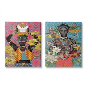 Stupell Industries Male Figures with Florals over Geometric Patterns - 1 of 3