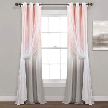 Home Boutique Umbre Fiesta Grommet Sheer/ Printed Light Filtering Window Curtain Panel Blush/Gray Single 38X84