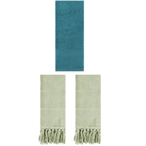 REGALWOVEN 3 Packs Solid Textured and Tassels Soft Absorbent Bathroom Hand Towel for Home Decor - 1 of 4