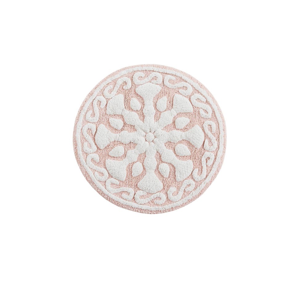25inx25in Tunisia Medallion Cotton Tufted Bath Rug Blush