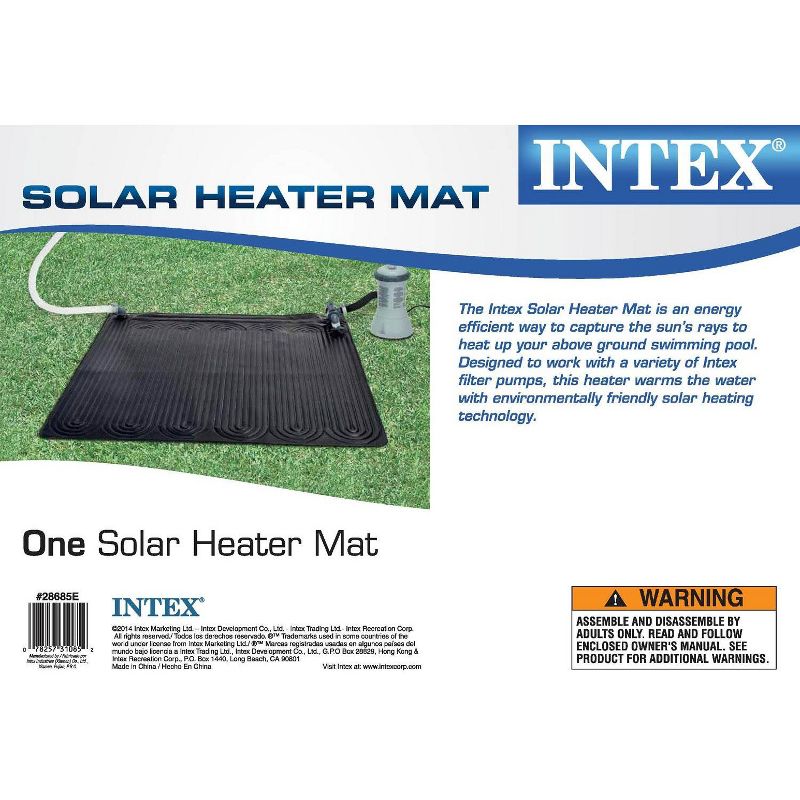 INTEX 47'x47' Solar Pool Water Heater Mat for 8,000 Gallon Above Ground Swimming Pool with Hose Attachment 2 Adaptors and Bypass Valve, Black (3-Pack), 5 of 7