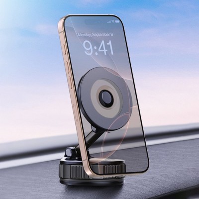 360° Magnetic Car Phone Holder With Suction Cup – For MagSafe & Universal Phones