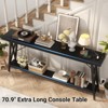 Aheaplus 71'' Console Table with Charging Station, Industrial Metal Frame Sofa Table with Storage Shelf - 2 of 4