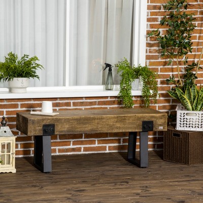 VYNXARIA Rustic Wood Effect Concrete Garden Bench with Metal Legs - Versatile Indoor & Outdoor Seating