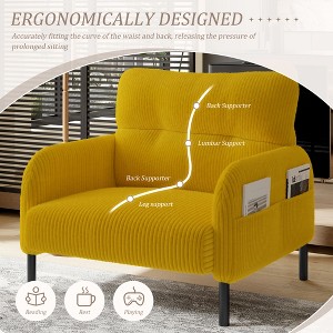 MOONMISS corduroy fabric, comfortable monochrome single person wide seat chair, suitable for living rooms and bedrooms - 1 of 4