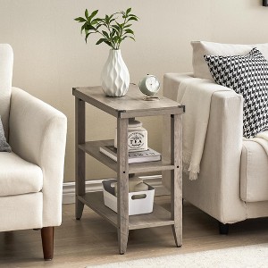 Farmhouse End Table Rustic Side Table with Storage Shelf - 1 of 4