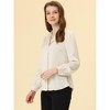 Allegra K Women's Elegant Collar V Neck Long Sleeve Work Office Satin Button Down Shirt - 3 of 4