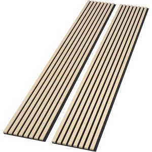 2-Pack 94.49 x 12.6 in. Solid Wood Acoustic Slat Wall Panel for Modern Interior Decor, TV Background, Living Room - 1 of 4