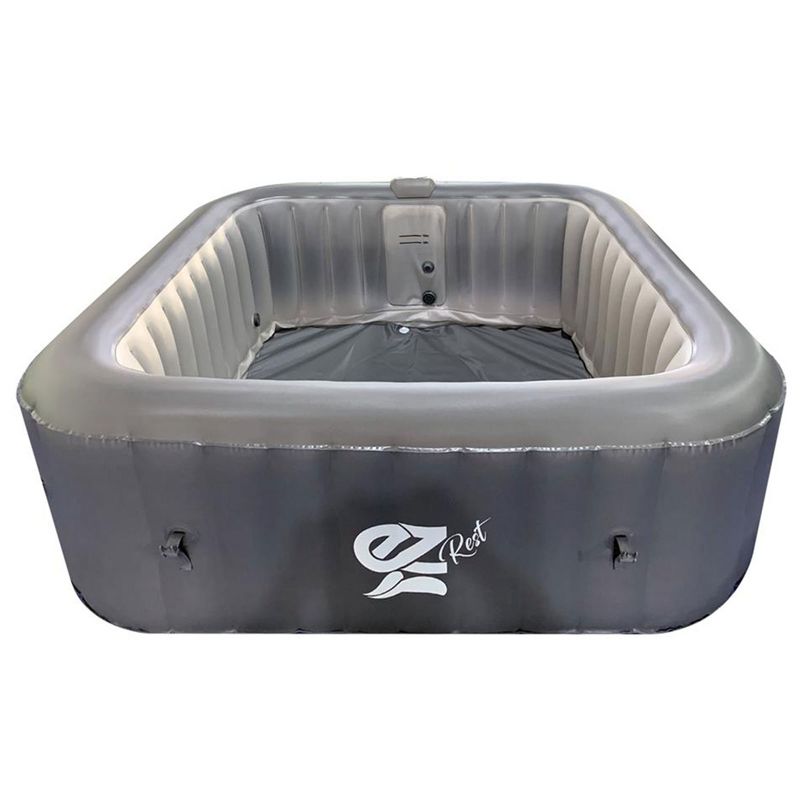 SereneLife Outdoor Portable 6 Person Inflatable Square Heated Spa Hot Tub Spa with 130 Bubble Jets, Filter Pump, Remote Control, and LED Lights, 1 of 7