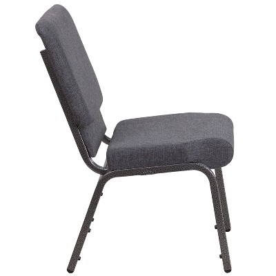 Elegant Dark Gray Fabric Stacking Chair with Silver Vein Metal Frame
