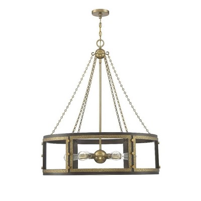 Savoy House Lakefield 6 - Light Pendant in  Burnished Brass/Walnut
