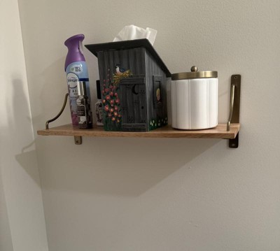 24 Wood & Brass Wall Shelf With Hooks - Hearth & Hand™ With Magnolia :  Target