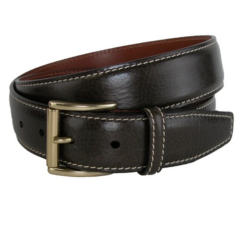 Crookhorndavis Men's Mignon Garrison Grain Calfskin Feather Edge Belt, 44,  Dark Brown : Target