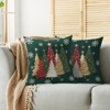 Christmas Pillow Covers 18X18 Set of 2, Dark Forest Green White Gold Xmas Tree Winter Decorative (Copy) - 4 of 4