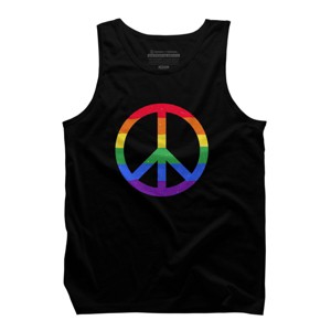 Adult Design By Humans Rainbow Pride and Peace Sign By JuanMedina Tank Top - 1 of 2