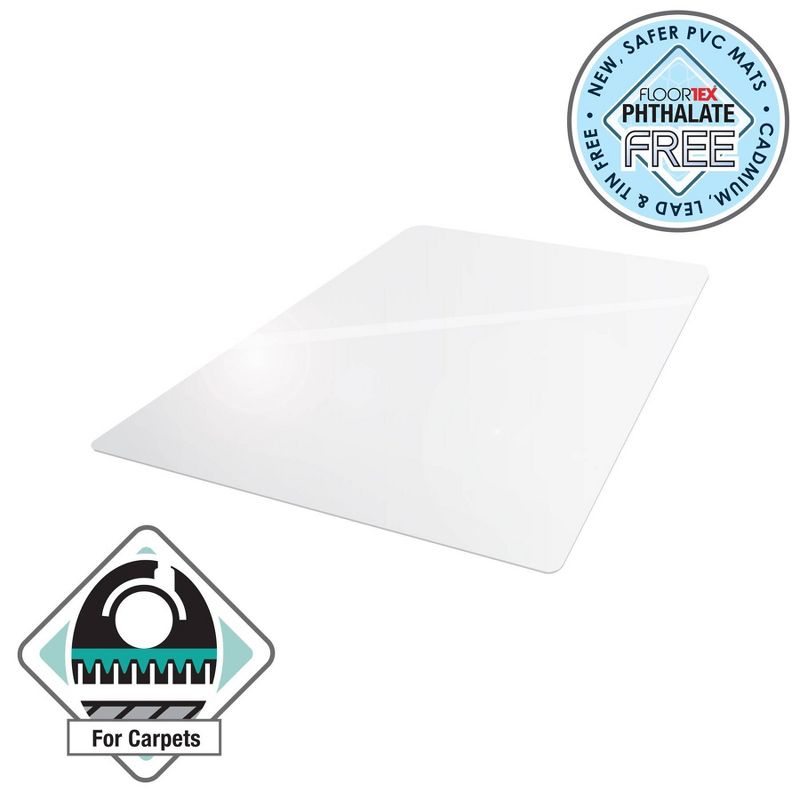Vinyl Chair Mat for Carpets up to 1/4" Rectangular Clear - Floortex, 1 of 11