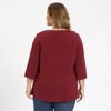 Women's Plus Size Pleated Notch Neck Button Front 3/4 Sleeve Dressy Casual Blouses - GRACE & GRANDEUR - 3 of 4